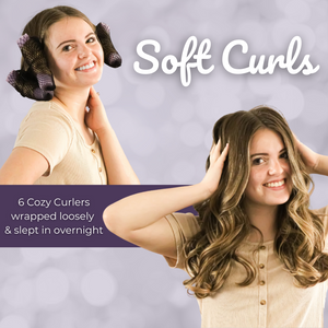 Soft, Heatless Curls using 6 Cozy Curlers wrapping loosely and slept in overnight